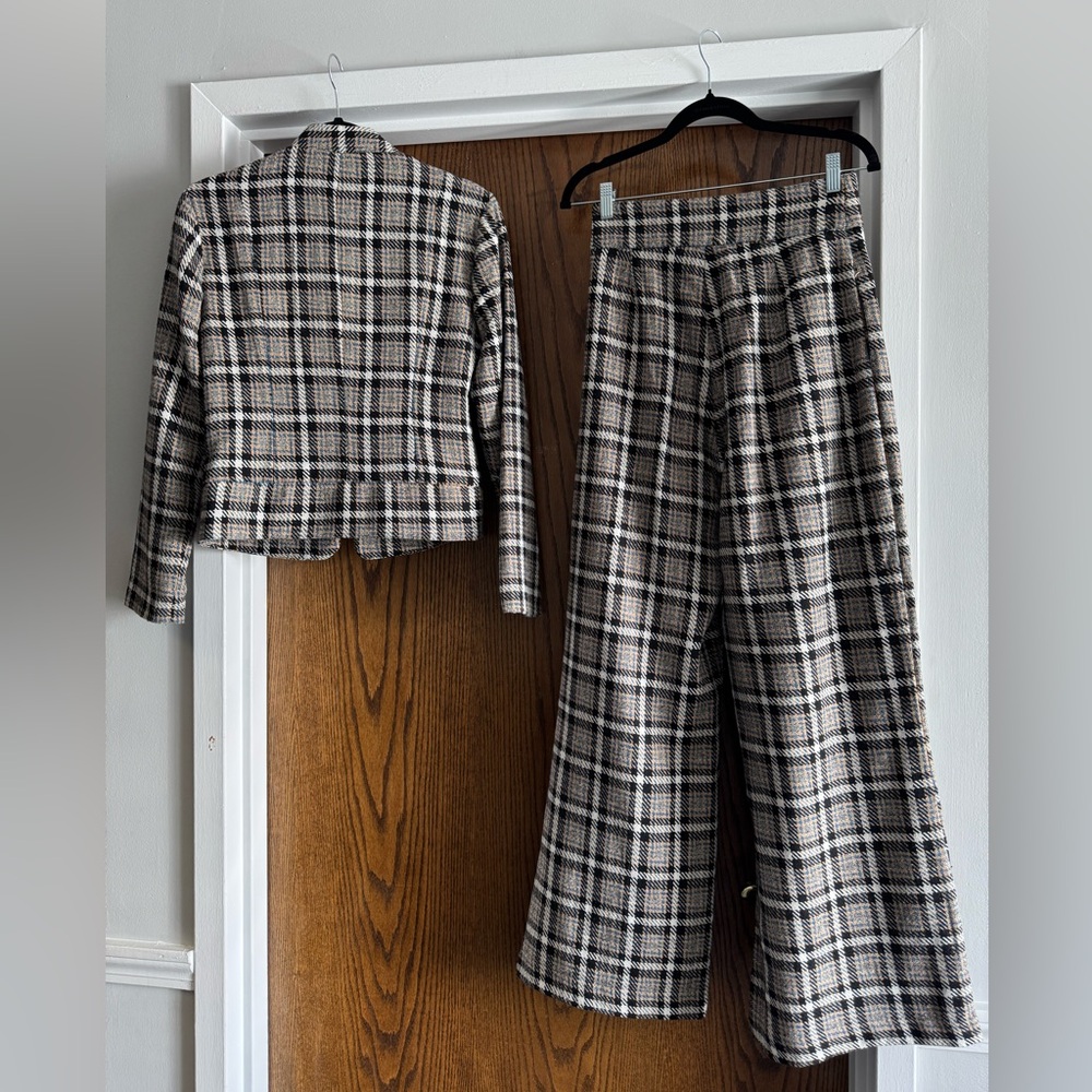 Aura Houndstooth Plaid Patterned Jacket and Pants Suit Set - Picture 2 of 6